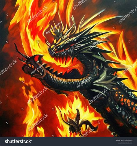 Fantasy Evil Dragon Portrait Surreal Artwork Stock Illustration ...