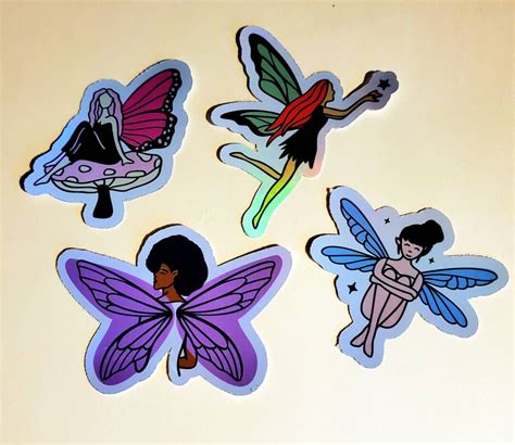 Holographic Fairies Sticker Pack 4 Stickers Faeries Fairy Etsy