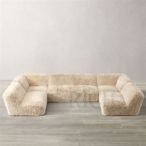 Fluffy Sofa Comfortable Couch Sheepskin Faux Fur Shaggy Sofa Long