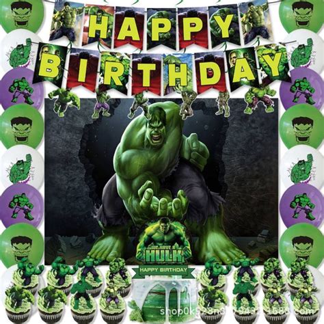 Kira The Hulk Theme Birthday Party Decorations Banner Cake Card Balloon