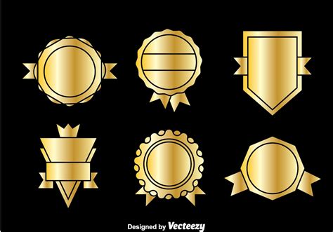 Golden Blank Badge Vector - Download Free Vector Art, Stock Graphics ...