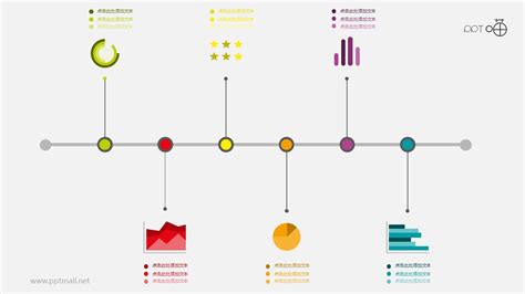 扁平多彩图表时间轴ppt模板下载 Pptmall
