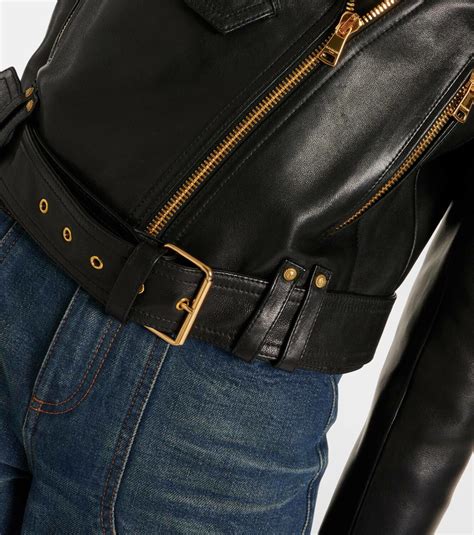 Balmain Cropped Leather Biker Jacket Balmain