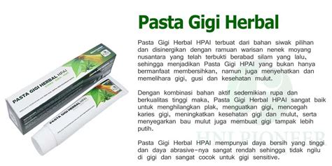 Pasta Gigi Herbal Siwak Sirih Mint Hni Hpai Untuk Kesehatan Gigi Mulut