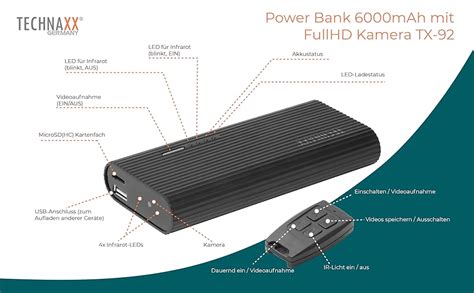 Technaxx Power Bank Mah Mit Full Hd Kamera Tx Powerbank Mit