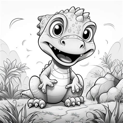 Premium AI Image | an adorable dinosaur coloring page