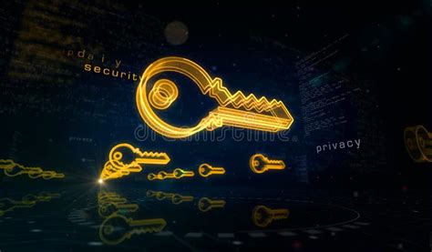 Cyber Security With Key Symbol Digital Concept D Illustration Stock