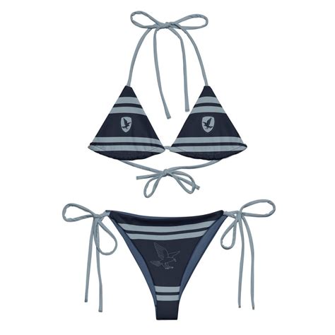 Wizard Witch Bikini Navy Stripes With Raven Emblem Halloween