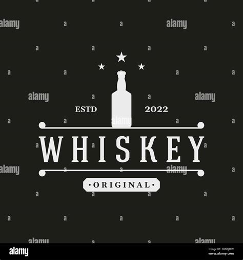 Vintage Premium Whiskey Logo Label With Hand Lettering For Drinks