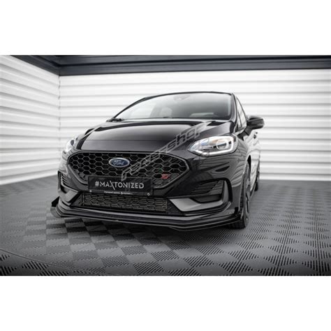 Front Splitter Ford Fiesta St Mk Facelift Black Red Gloss Flaps