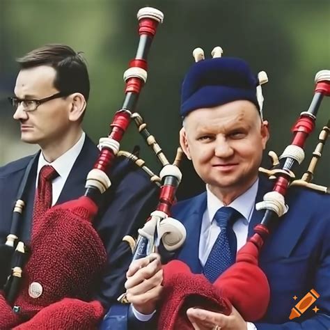 Andrzej Duda And Mateusz Morawiecki Playing Bagpipes On Craiyon