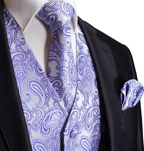 Gentian Violet Paisley Tuxedo Vest Set Paul Malone