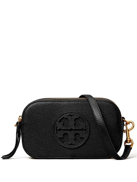 Tory Burch Miller Mini Logo Lambskin Crossbody Bag In Black | ModeSens