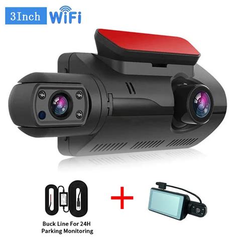 Автомобильный видеорегистратор с 2 объективами и Wi-Fi, HD1080P ...