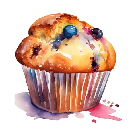 Muffin aquarell clipart weißer hintergrund Premium Vektor