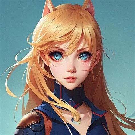 Ai Art Generator Blonde Hair Blue Eyes Cat Ears Pale Skin