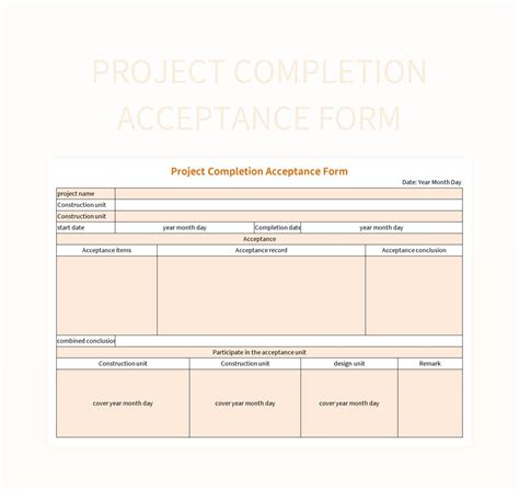 Project Completion Acceptance Form Excel Template And Google Sheets