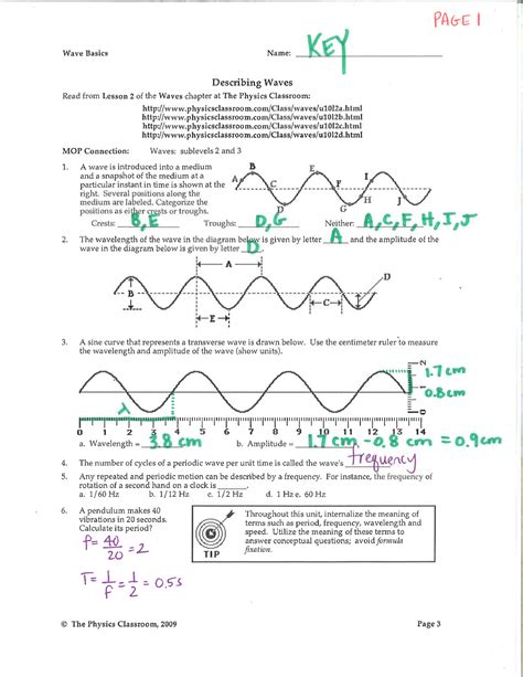 Physics Classroom Wave Packet KEY - Studocu