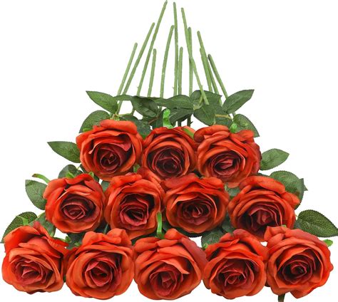 Amazon Tifuly Orange Roses Artificial Flowers Pcs Long Stem