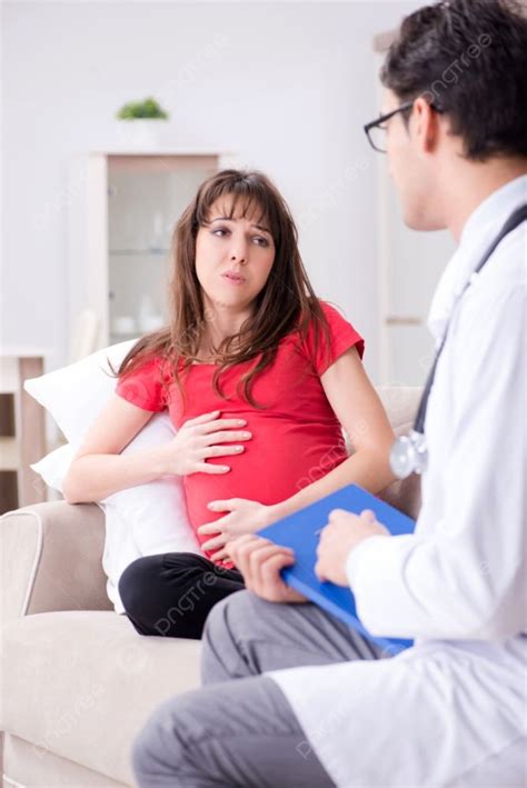 Mujer Embarazada Paciente Visitando Médico Para Chequeo Regular Vector