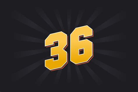 Number 36 vector font alphabet. Yellow 36 number with black background ...