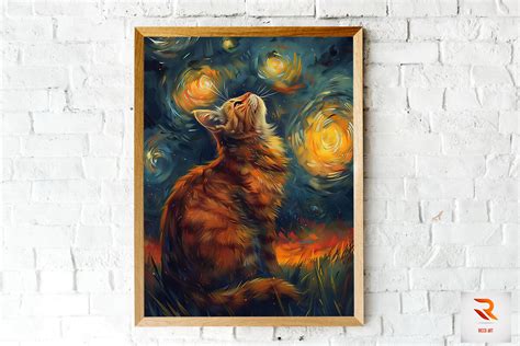 Cat In The Starry Night Van Gogh Style Graphic By Ricco Art Creative