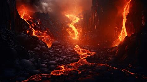 Premium Photo | Lava flowing down the volcano just after an eruption