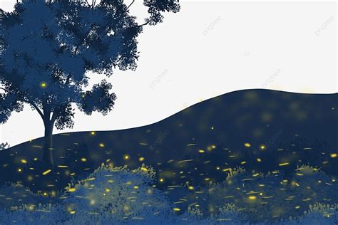 Fireflies Flying In The Grass At Night, Night, Tree, Grass PNG Transparent Clipart Image and PSD ...