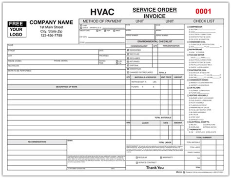 6532 Aka 65323 Hvac Service Order Forms With Checklist