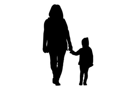 Mom And Girl Silhouette Graphic By Illustrately · Creative Fabrica