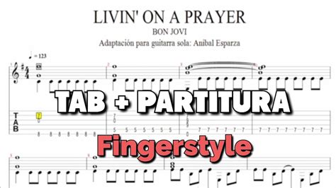 Tab Partitura Fingerstyle Livin On A Prayer Bon Jovi Youtube