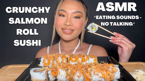 Asmr Crunchy Salmon Sushi Eating Sounds No Talking Youtube