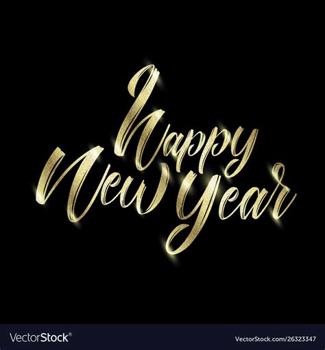 Golden Text On Black Background Happy New Year Vector Image