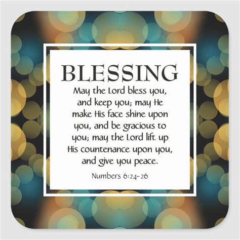 Numbers 6 24 26 MAY THE LORD BLESS YOU Square Sticker Zazzle