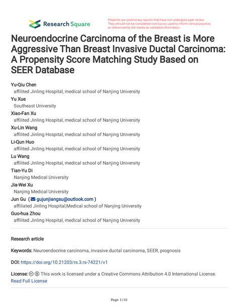 Pdf Neuroendocrine Carcinoma Of The Breast Is More Aggressive Than