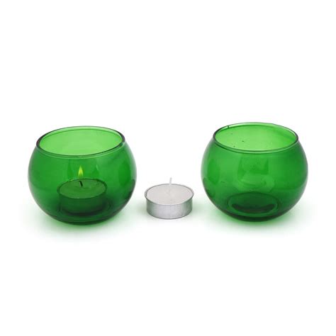 Buy Exclusive Table Accessories Green Glass Multi Purpose 2 Tea Light Bowls Setlitecandle