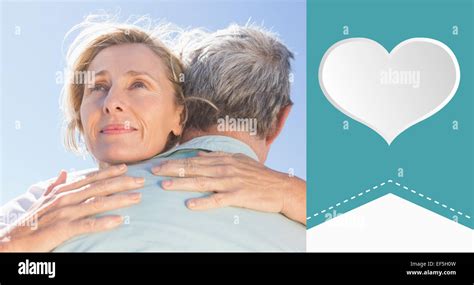 Composite Image Of Senior Woman Hugging Her Partner Stock Photo Alamy