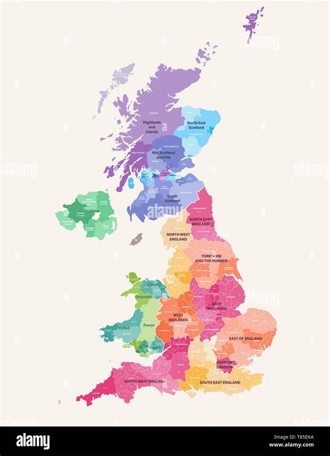 Vector Map Of United Kingdom Administrative Divisions Colored By