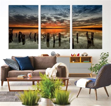 Coastal Ocean Beach Sunset Tropical Island Wall Art Beach Canvas Print