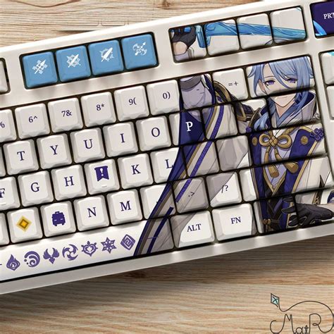 Kamisato Ayaka Theme Keycap Set Genshin Impact Series Pbt Keycaps