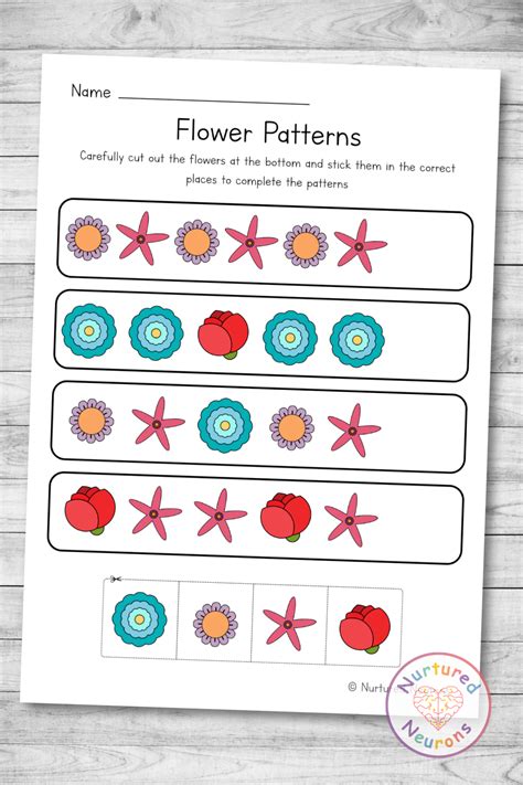 Cut And Paste Flower Pattern Worksheet Printable Pdf Nurtured Neurons