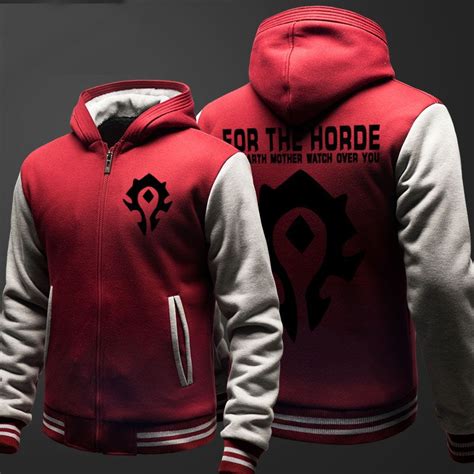 World Of Warcraft Zipper Hooded Sweatshirts Student Winter Hoodie Thick