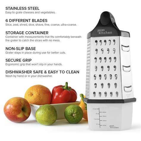 6 Sided Hand Held Cheese Grater With Storage