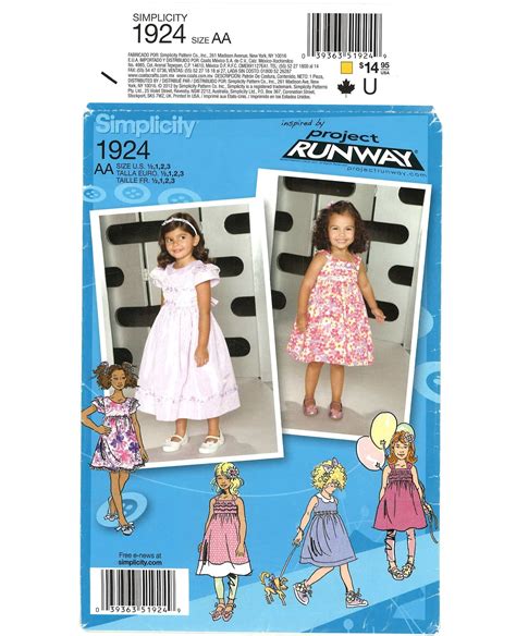 Simplicity 1924 Girls Sun Dresses Two Lengths With Bodice And Trim