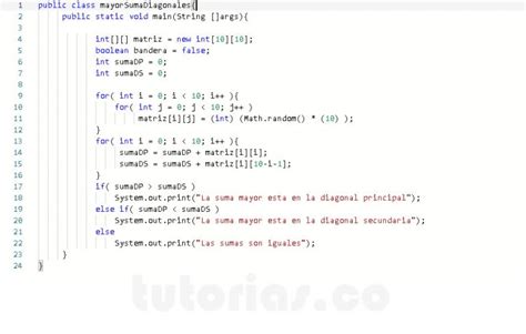 Ciclo For Java Mayor Suma Diagonales Tutorias Co