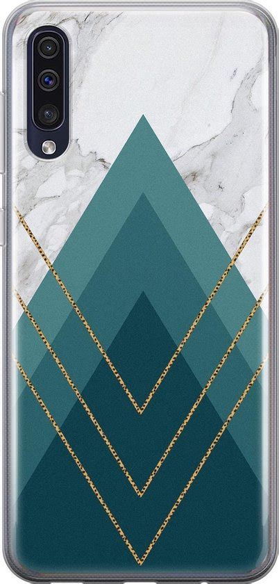 Samsung Galaxy A70 Hoesje Siliconen Geometrisch Blauw Soft Case