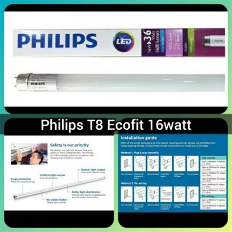 Jual Lampu TL Neon Philips LED Tube Ecofit T8 16watt 16 Watt 16w