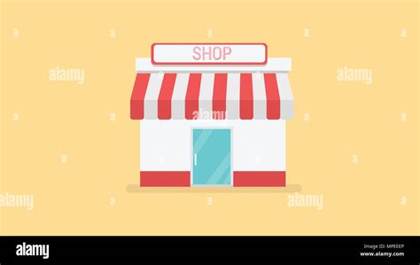 Shops And Stores Icon In Flat Design Style Vector Illustration Stock