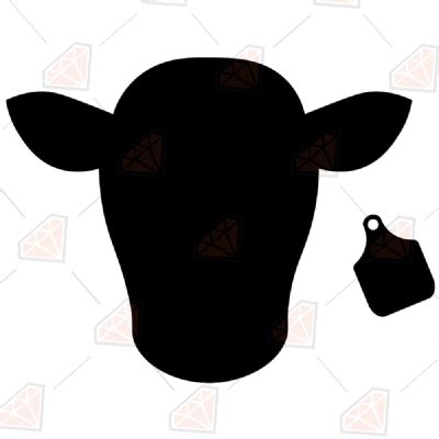 Cow Head with Ear Tag SVG, Cow Head Silhouette | PremiumSVG