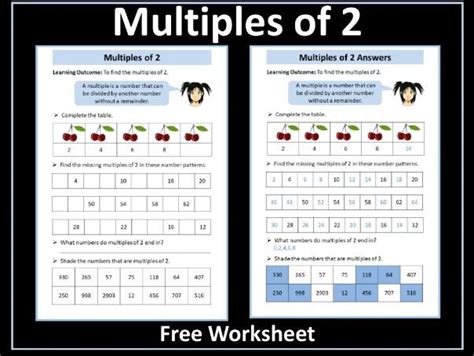 Multiples Of 2 Worksheet Teaching Resources